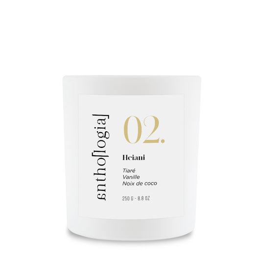 Bougie parfumée Heiani Anthologia — cire végétale, tiaré, noix de coco et vanille